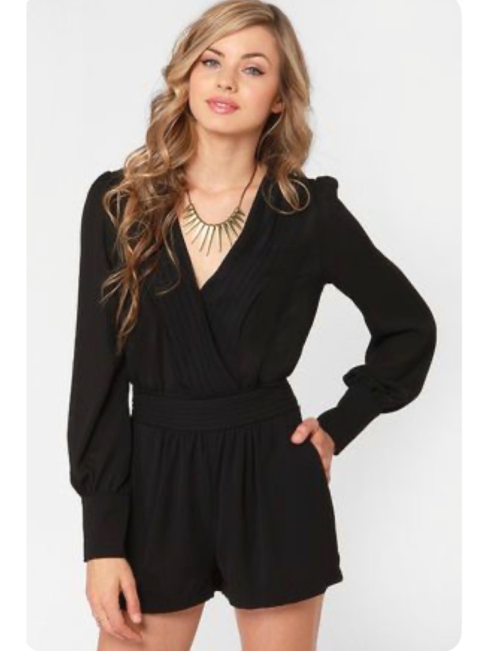 Forever 21 black long-sleeve jumpsuit, size S